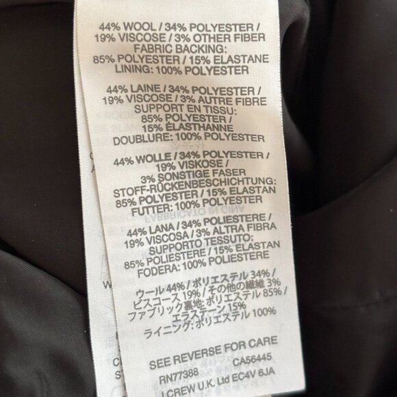 J.CREW Front Slit A-line Black Midi Skirt in Double Surge Wool SZ 2 - Picture 9 of 11